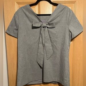 Banana Republic Grey Suit Top with Bow Back